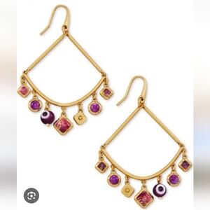 Kendra Scott Gold and Purple Drop Earrings